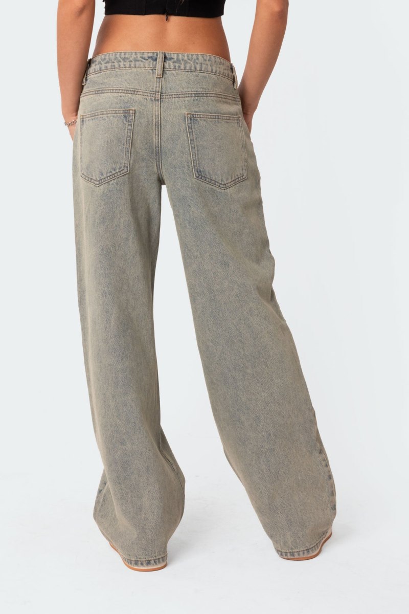 Edikted Magda Low Rise Acid Wash Jeans Black Washed | USA HP204460O2