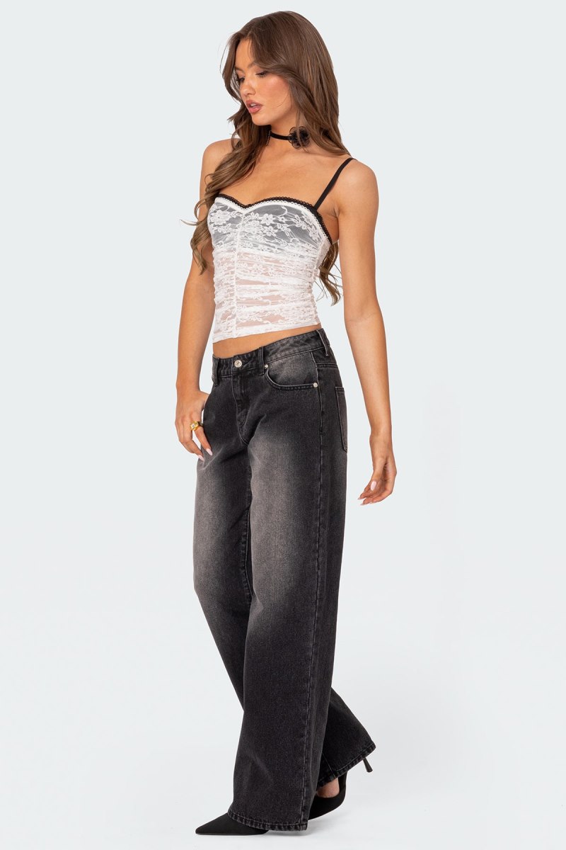Edikted Magda Low Rise Acid Wash Jeans Black Washed | USA OS591679K3