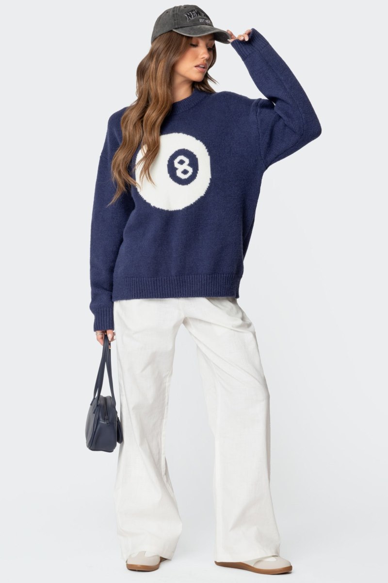 Edikted Magic 8 Oversized Chunky Knit Sweater Long Sleeve Tops Cream | USA SR436263V6