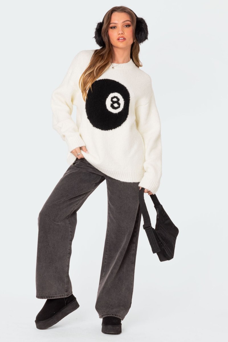 Edikted Magic 8 Oversized Chunky Knit Sweater Long Sleeve Tops Cream | USA BE473247V4