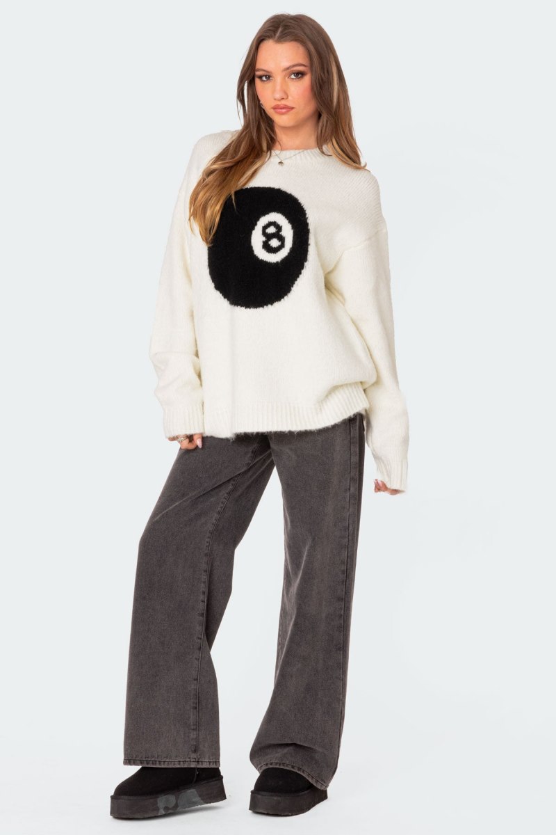 Edikted Magic 8 Oversized Chunky Knit Sweater Long Sleeve Tops Cream | USA BE473247V4