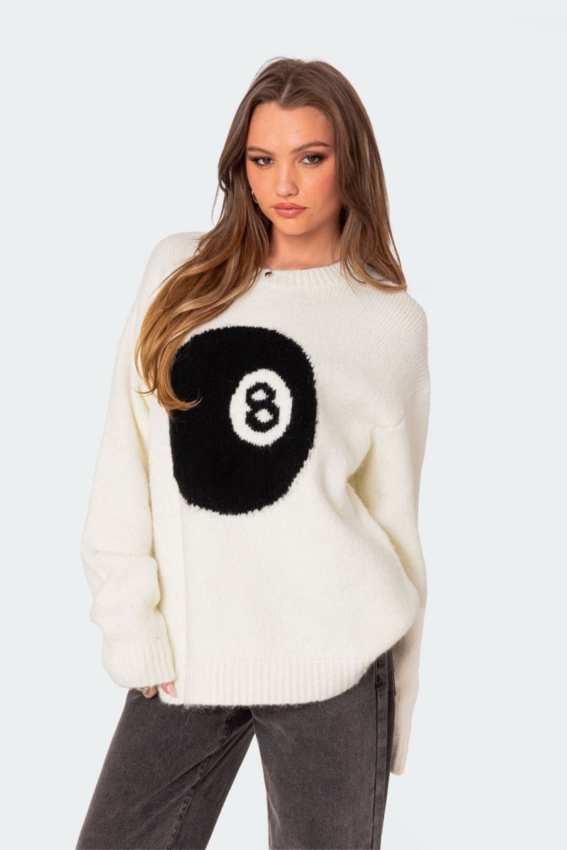 Edikted Magic 8 Oversized Chunky Knit Sweater Long Sleeve Tops Cream | USA BE473247V4