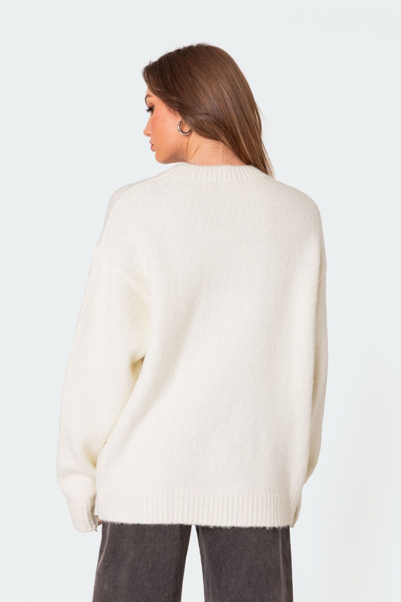 Edikted Magic 8 Oversized Chunky Knit Sweater Long Sleeve Tops Cream | USA BE473247V4