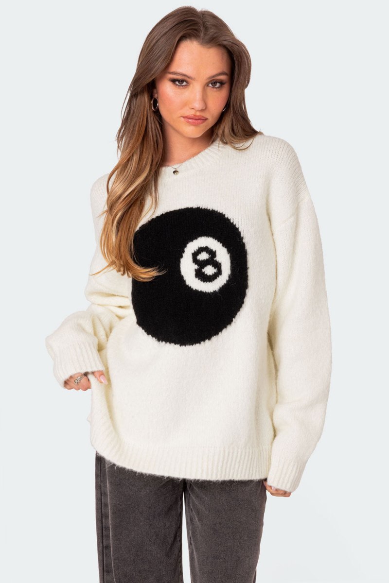 Edikted Magic 8 Oversized Chunky Knit Sweater Long Sleeve Tops Cream | USA BE473247V4