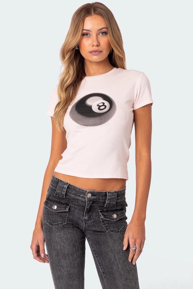 Edikted Magic 8 T Shirt Graphic Tops Light Pink | USA ZQ652575V4
