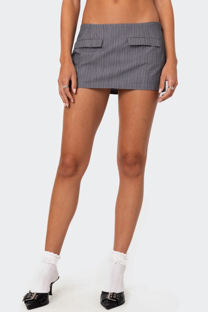 Edikted Magnolia Pinstripe Mini Skorts Gray | USA XN809100H9