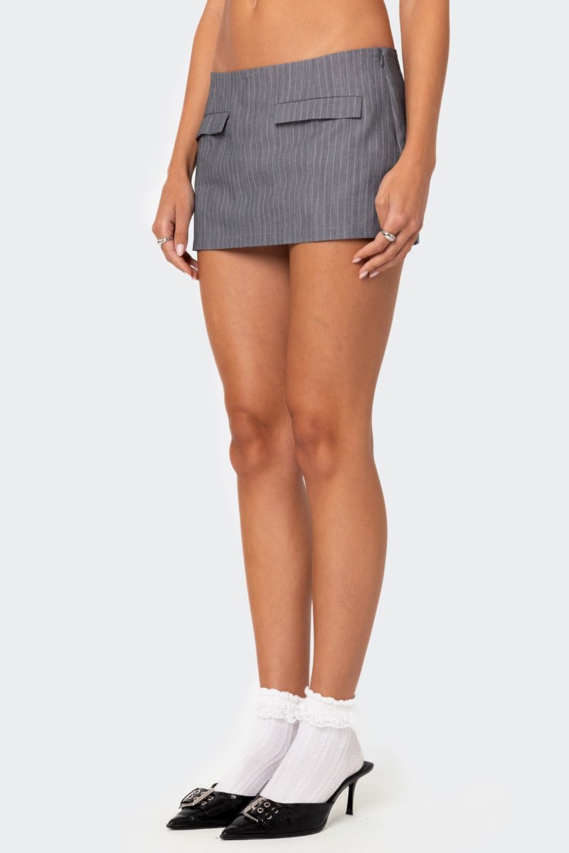 Edikted Magnolia Pinstripe Mini Skorts Gray | USA XN809100H9