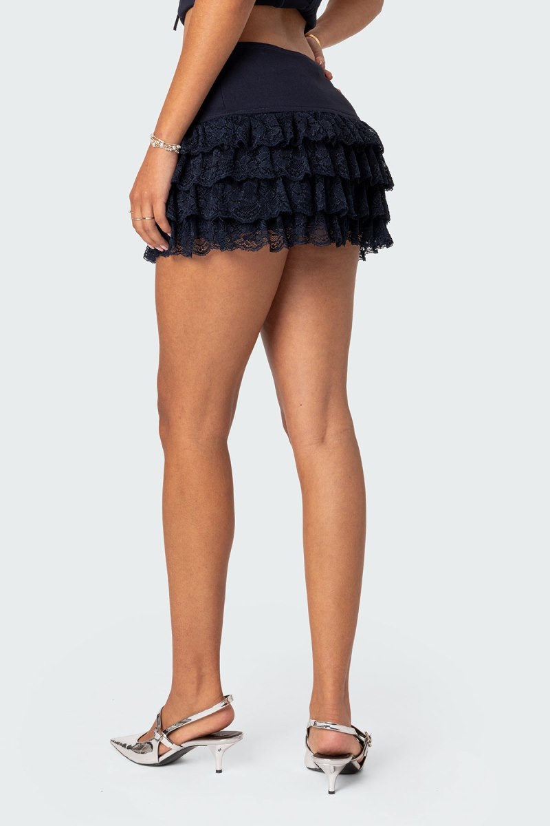 Edikted Maisie Ruffle Lace Mini Skirts Cream | USA ET733913W5