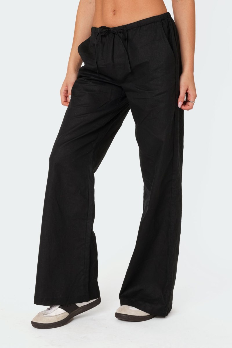 Edikted Maison Linen Look Pants Black | USA GF810751B3