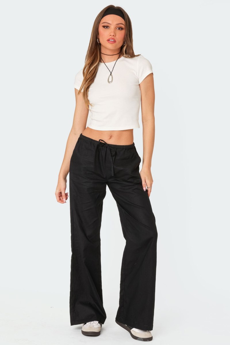 Edikted Maison Linen Look Pants Black | USA GF810751B3