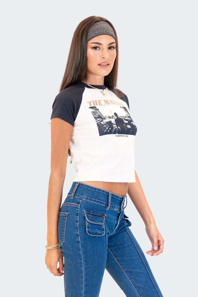 Edikted Maker Raglan T-Shirt Graphic Tops White | USA PQ241924H8