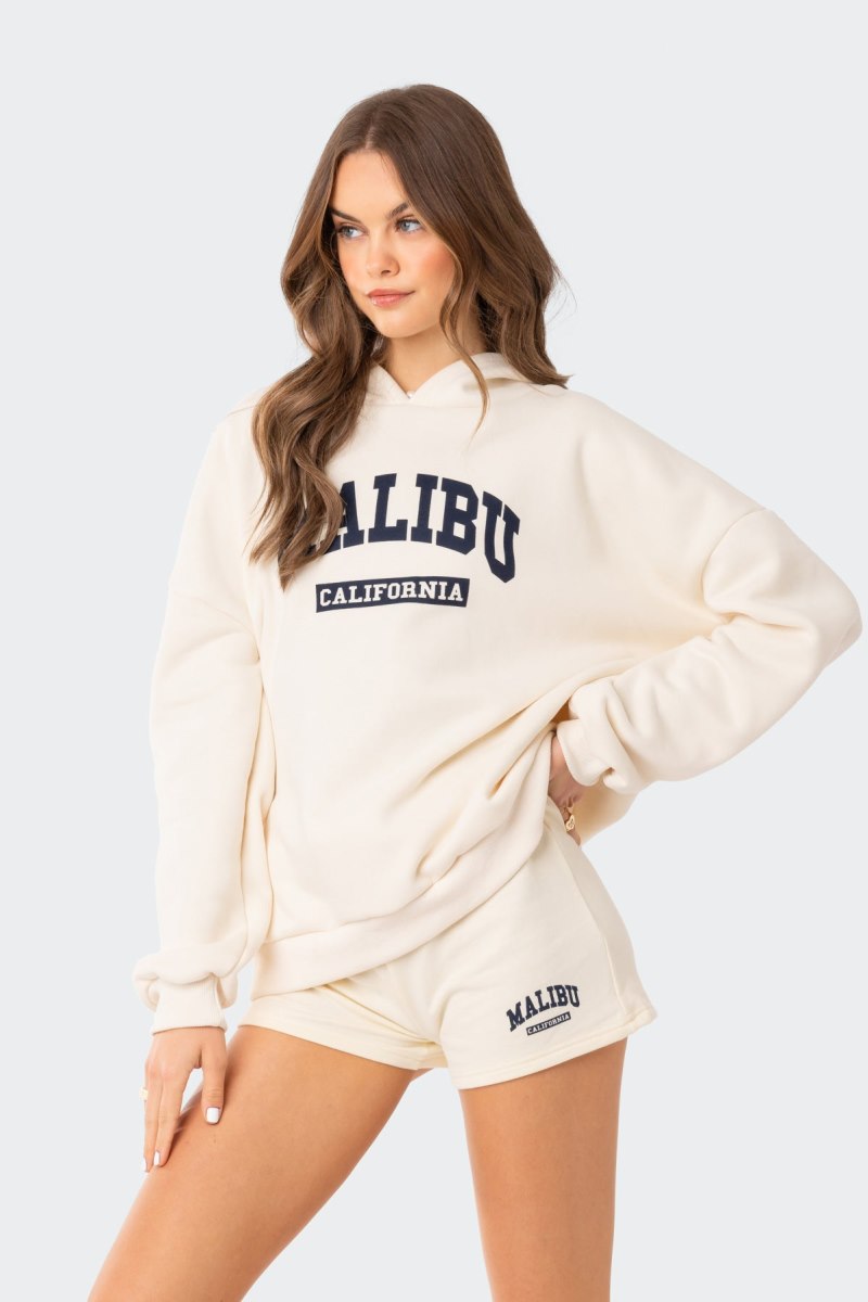 Edikted Malibu High Hoodie Cream | USA CE268806W1