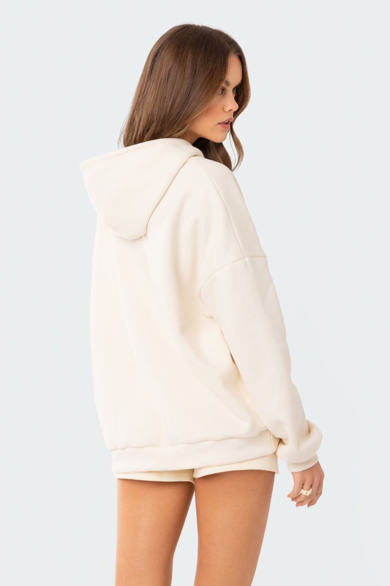 Edikted Malibu High Hoodie Cream | USA CE268806W1