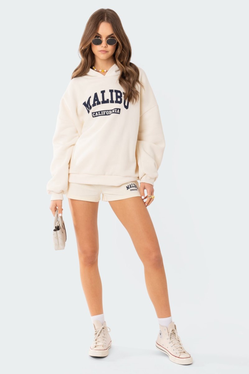 Edikted Malibu High Hoodie Cream | USA CE268806W1