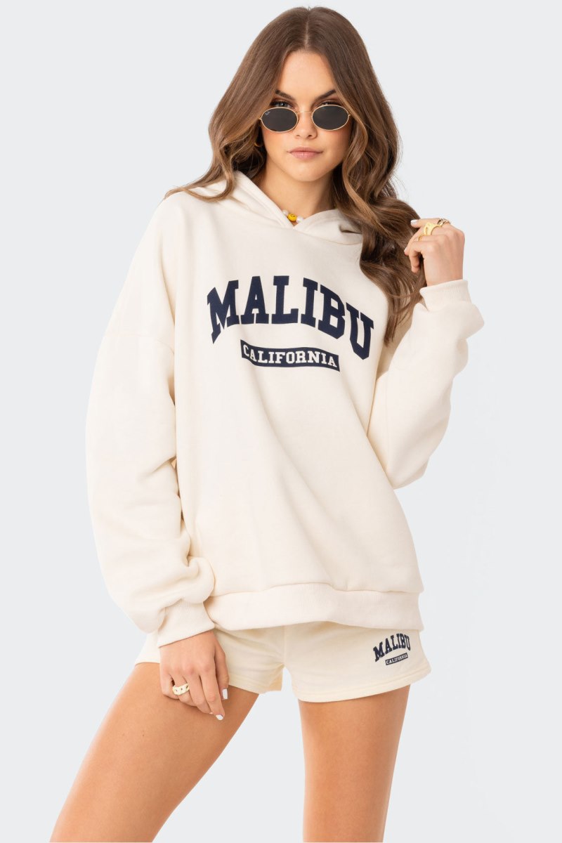 Edikted Malibu High Hoodie Cream | USA CE268806W1