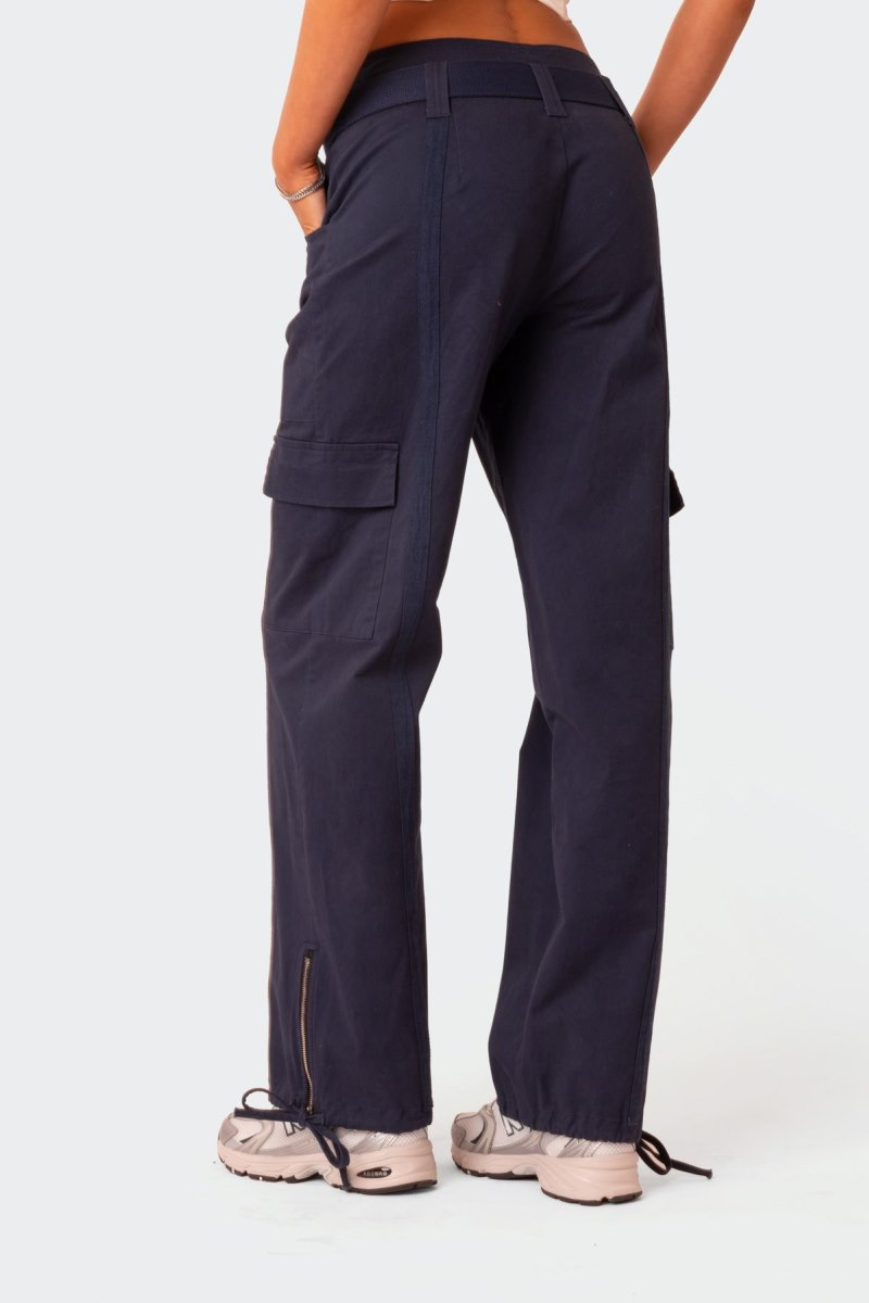 Edikted Manuel Low Rise Belted Cargo Pants Navy | USA DV823462A2