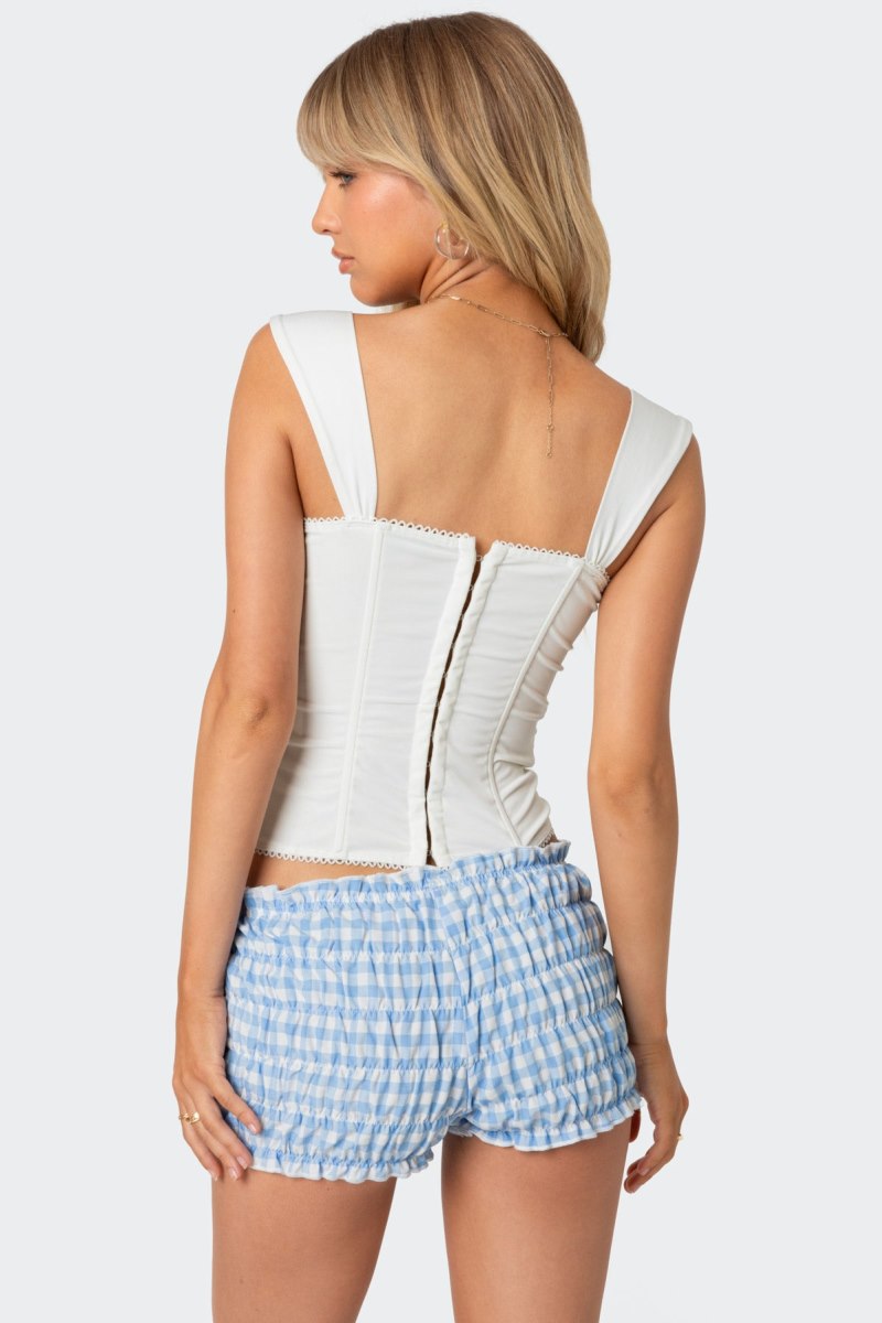 Edikted Marcella Wide Strap Mesh Corset Black | USA SR655065H7