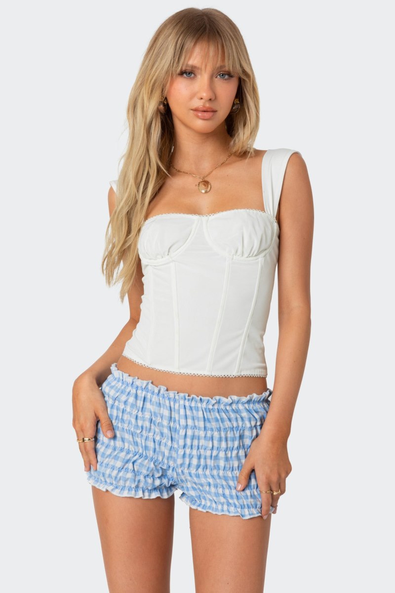 Edikted Marcella Wide Strap Mesh Corset Black | USA SR655065H7