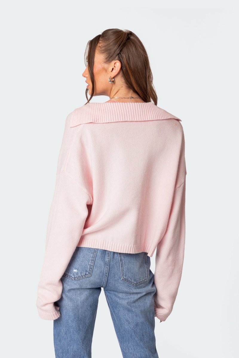 Edikted Marcie Oversize Cropped Sweater Long Sleeve Tops Cream | USA HP262056Y4