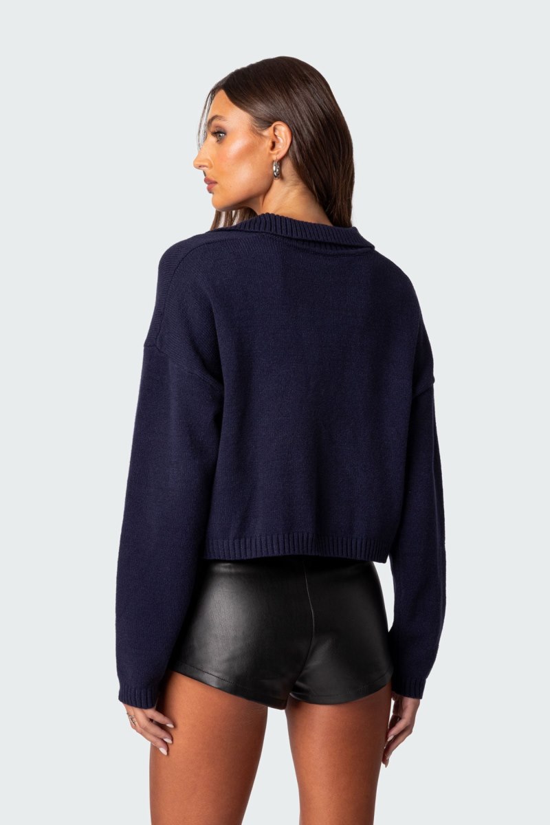 Edikted Marcie Oversize Cropped Sweater Long Sleeve Tops Cream | USA KM672437W8