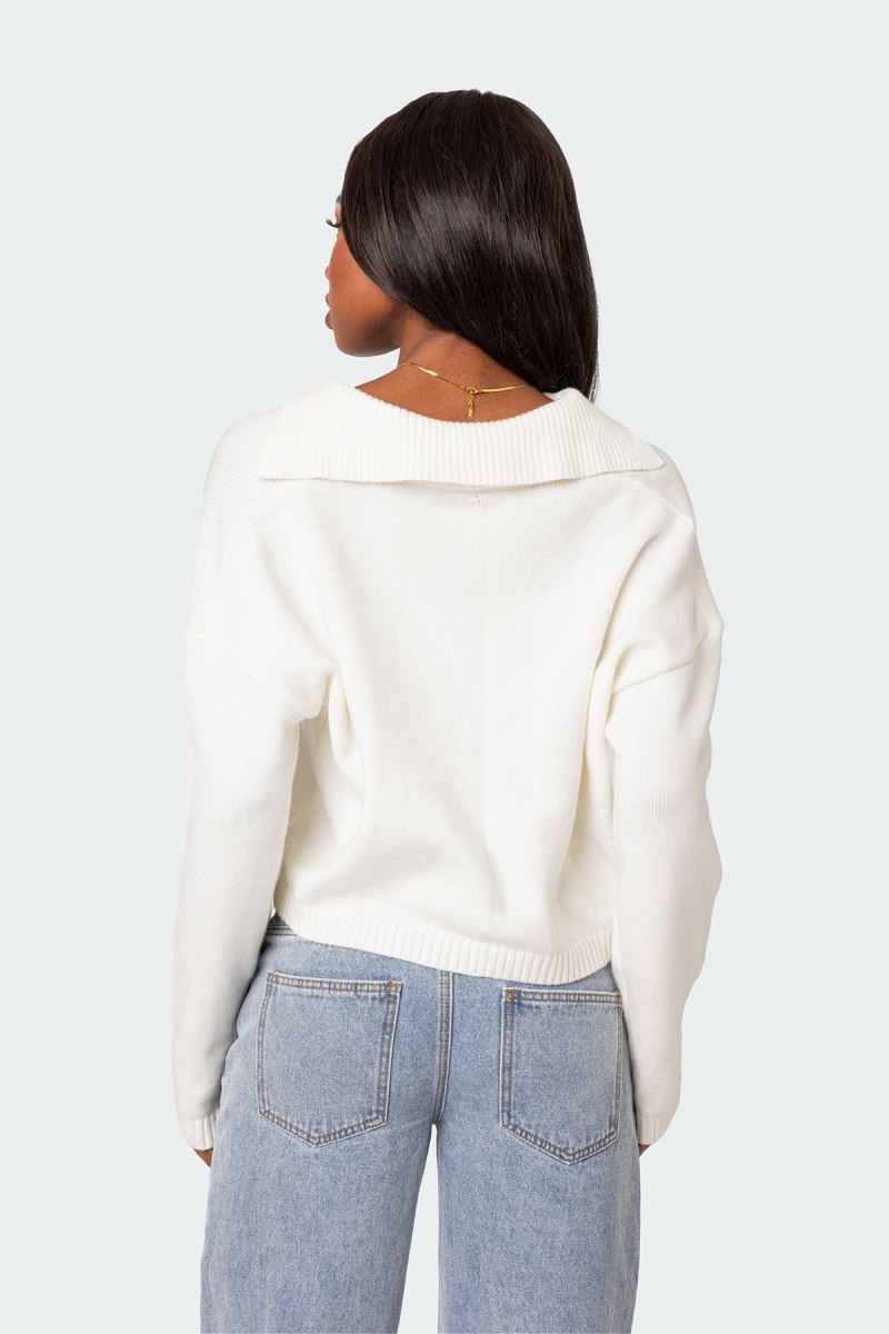 Edikted Marcie Oversize Cropped Sweater Cream | USA LB560326S0