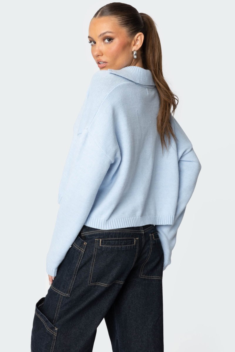 Edikted Marcie Oversize Cropped Sweater Cream | USA RP095989Z4