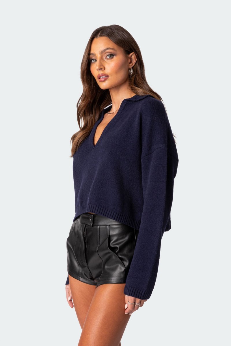Edikted Marcie Oversize Cropped Sweater Cream | USA DX709890K7