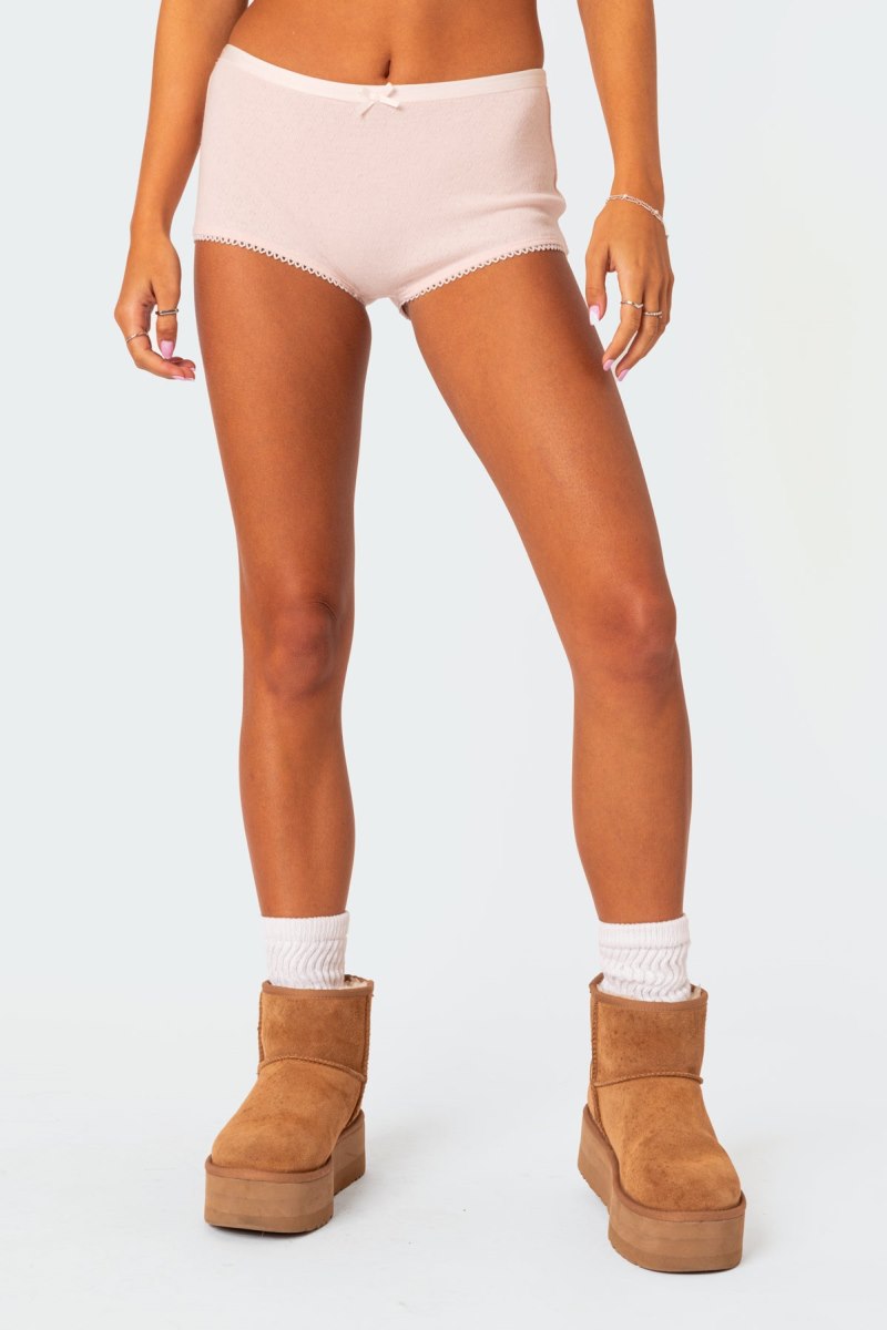 Edikted Mariana Pointelle Micro Shorts Black | USA IL184298B4