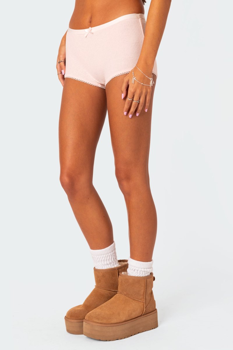 Edikted Mariana Pointelle Micro Shorts Black | USA IL184298B4