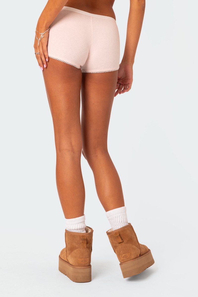 Edikted Mariana Pointelle Micro Shorts Black | USA IL184298B4