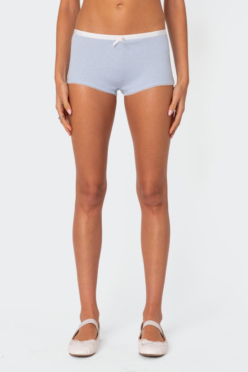 Edikted Mariana Pointelle Micro Shorts Black | USA IU340054G5