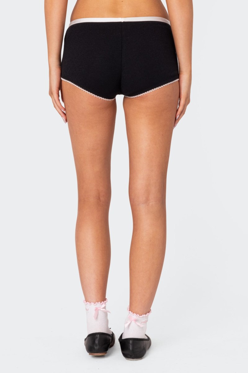 Edikted Mariana Pointelle Micro Shorts Black | USA GY416751O7