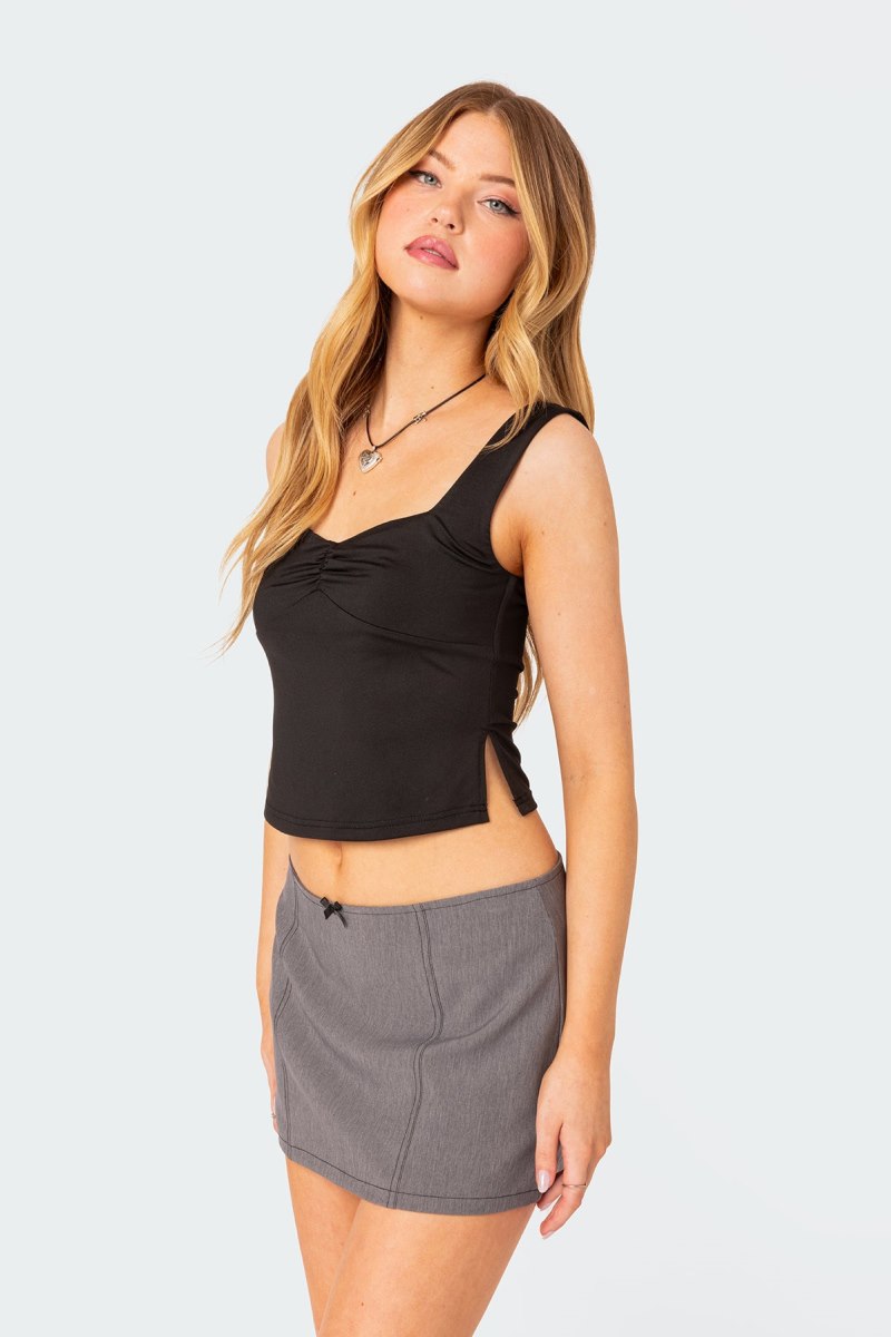 Edikted Marigold Side Slit Tank Top Black | USA PB520402R2