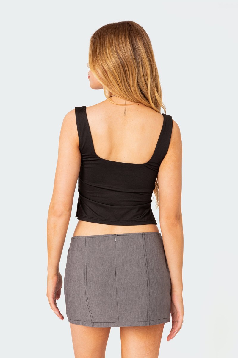 Edikted Marigold Side Slit Tank Top Black | USA PB520402R2