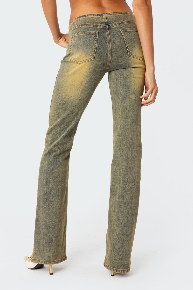 Edikted Maris Low Rise Washed Flared Jeans Blue | USA FW919181K8