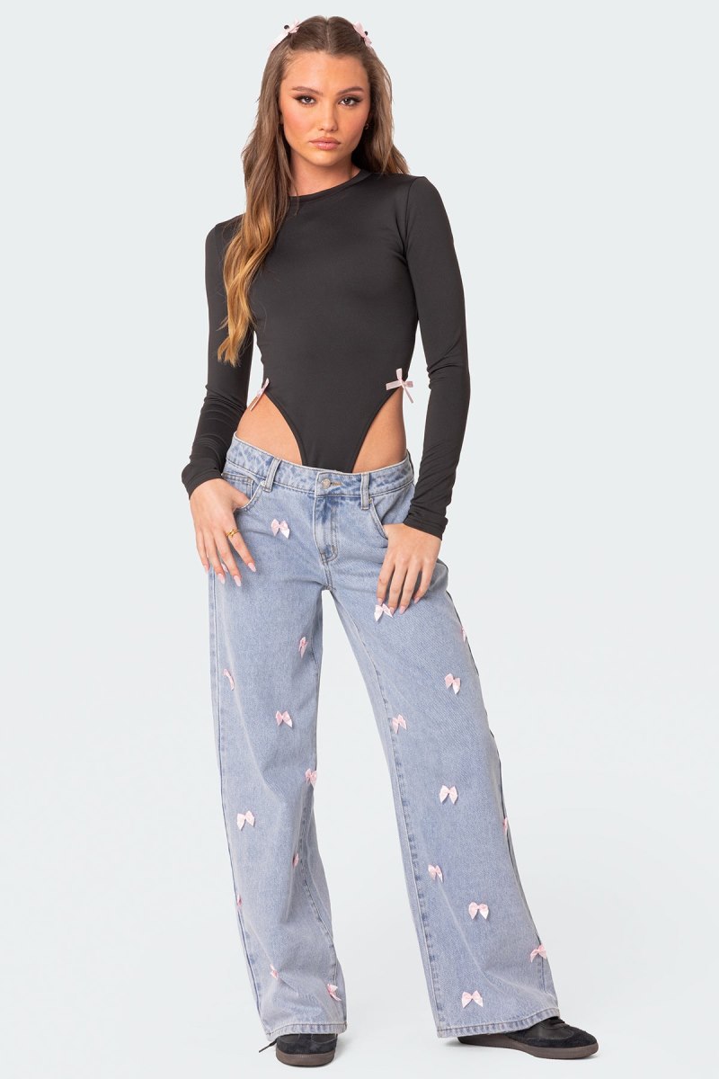 Edikted Marlo High Cut Bodysuit Black | USA AH723272L9