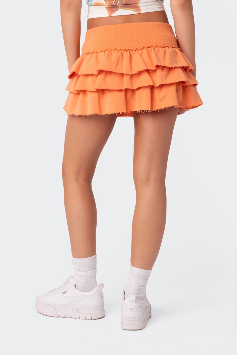 Edikted Martina Ruffle Terry Mini Skirts Black | USA MR962036Z9