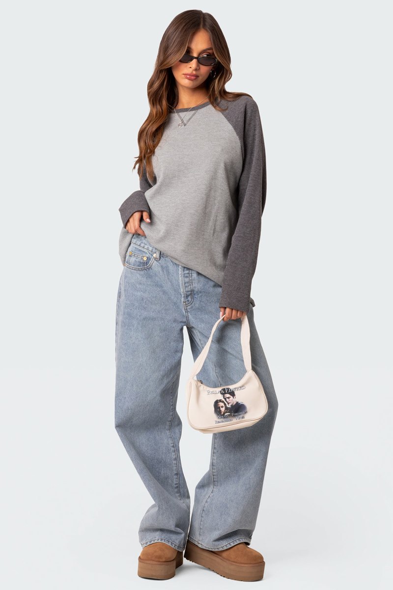 Edikted Me Time Oversized Waffle Sweatshirts Burgundy | USA LT613551C7
