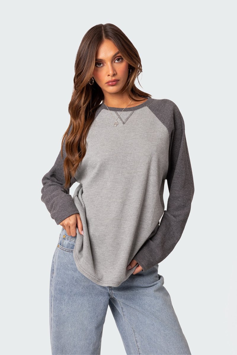 Edikted Me Time Oversized Waffle Sweatshirts Burgundy | USA LT613551C7