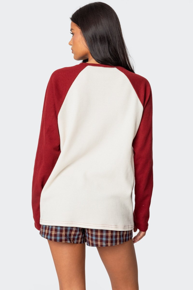 Edikted Me Time Oversized Waffle Sweatshirts Burgundy | USA PU075687V3