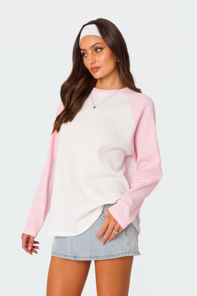 Edikted Me Time Oversized Waffle Sweatshirts Burgundy | USA KP326502D8