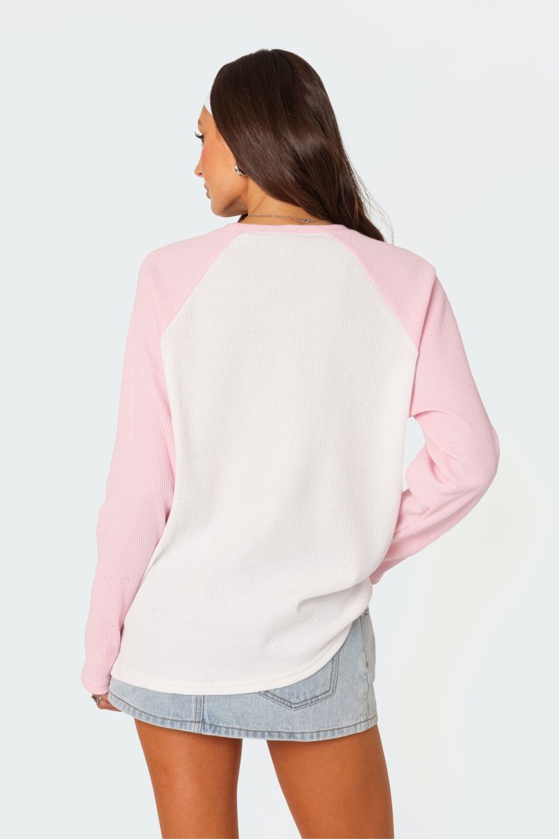 Edikted Me Time Oversized Waffle Sweatshirts Burgundy | USA KP326502D8