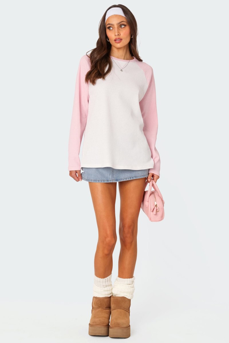 Edikted Me Time Oversized Waffle Sweatshirts Burgundy | USA KP326502D8