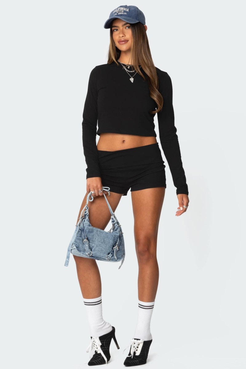 Edikted Meg Long Sleeve Tops Black | USA IJ116931Z7