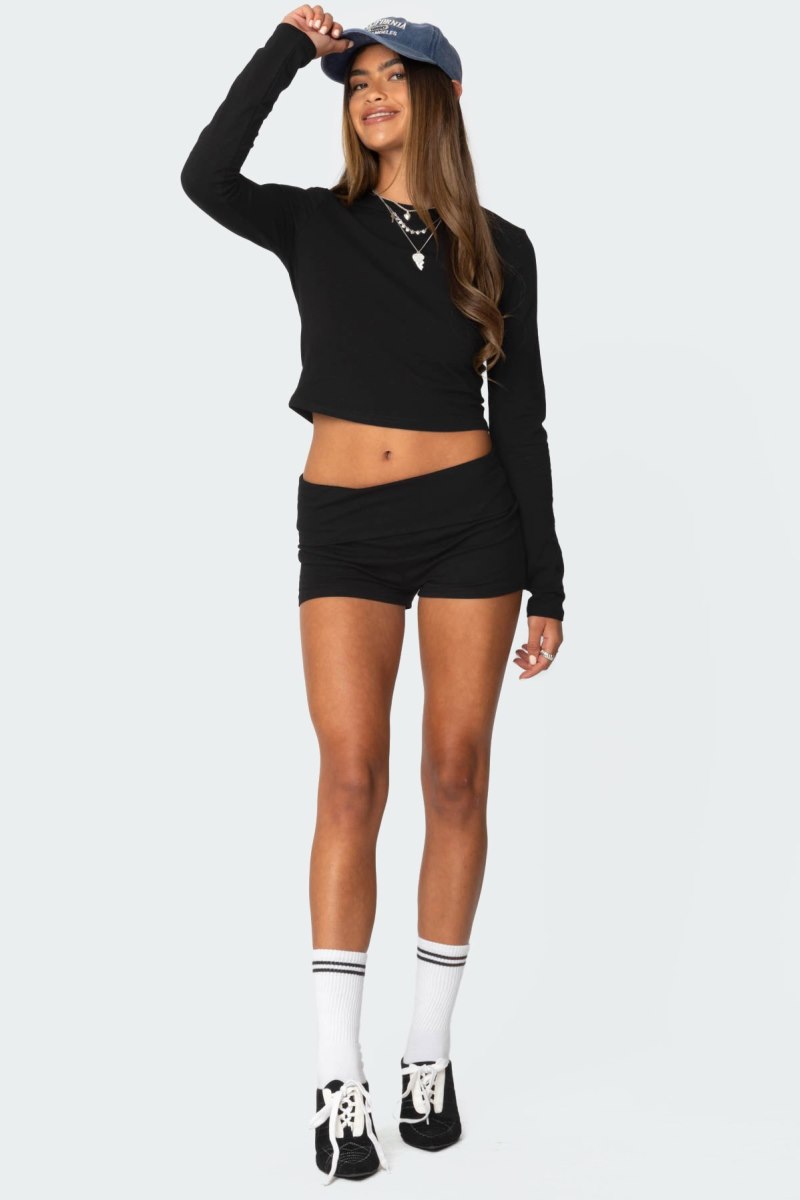 Edikted Meg Long Sleeve Tops Black | USA IJ116931Z7
