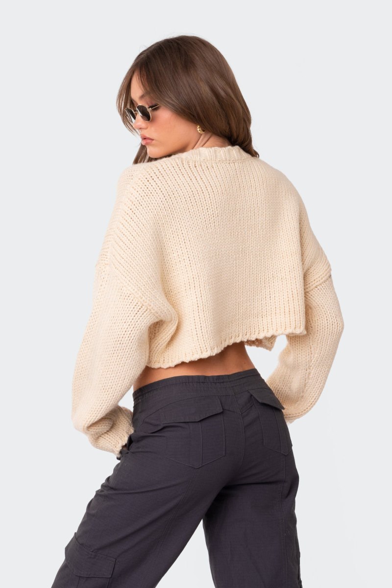 Edikted Mega Star Cropped Sweater Crop Tops Black | USA CO004760D6