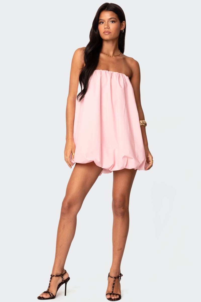 Edikted Met Strapless Bubble Mini Dress Light Pink | USA RY718101C4