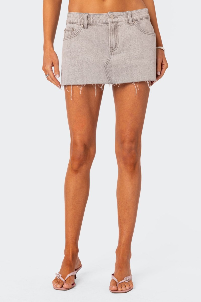 Edikted Micah Denim Mini Skirts Light Gray | USA SK820162F2