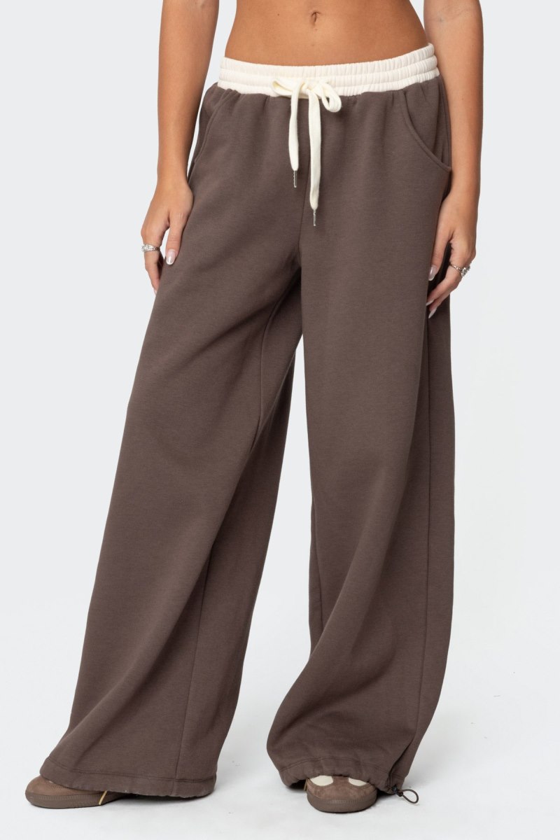 Edikted Mikki Wide Leg Sweatpants Brown | USA YH276557W7