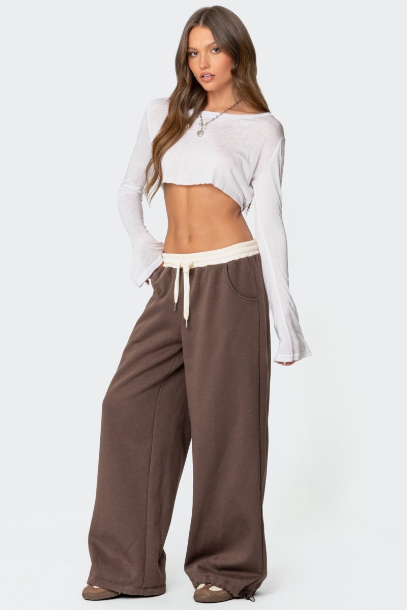 Edikted Mikki Wide Leg Sweatpants Brown | USA YH276557W7